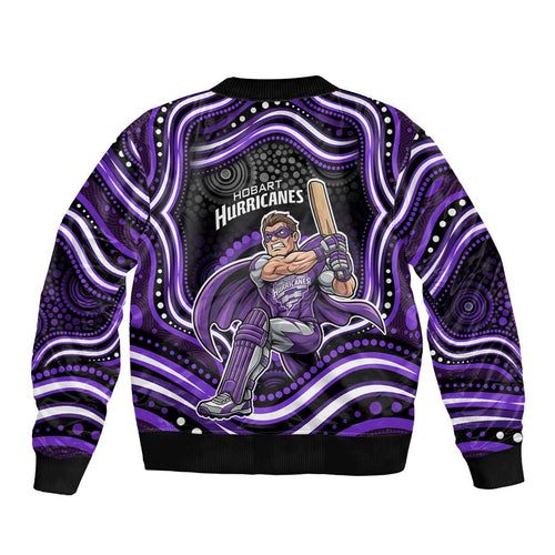 Hobart Hurricanes Cricket Sleeve Zip Bomber Jacket Australian Cricket Mascot - Modern Indigenous Style