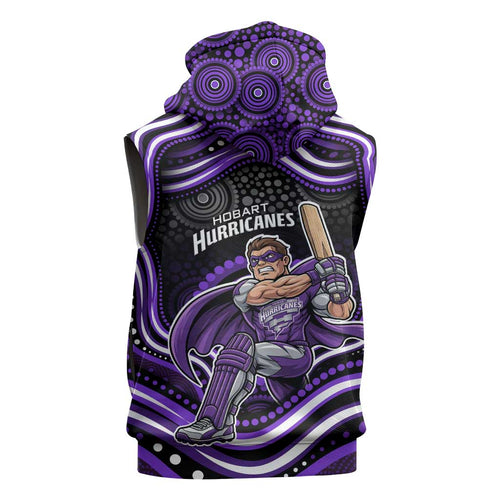 Hobart Hurricanes Cricket Sleeveless Hoodie Australian Cricket Mascot - Modern Indigenous Style