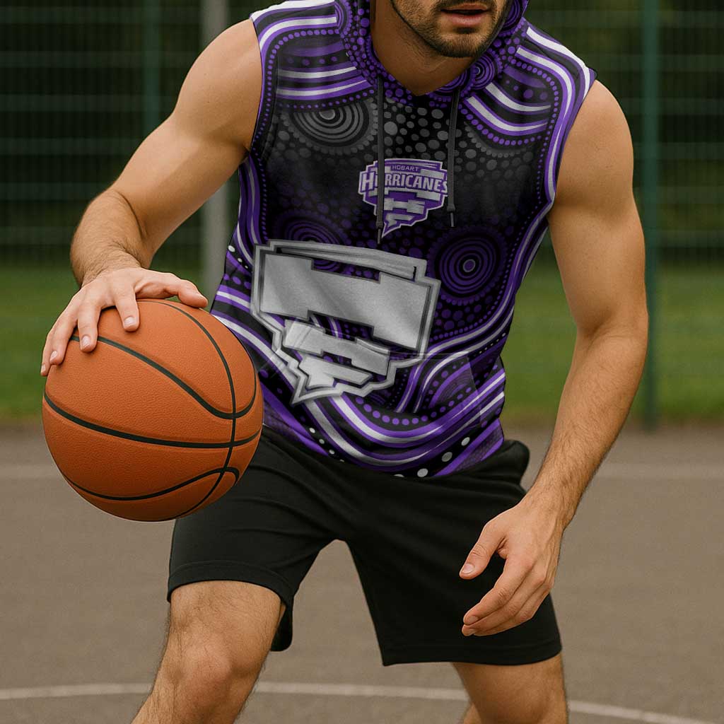 Hobart Hurricanes Cricket Sleeveless Hoodie Australian Cricket Mascot - Modern Indigenous Style