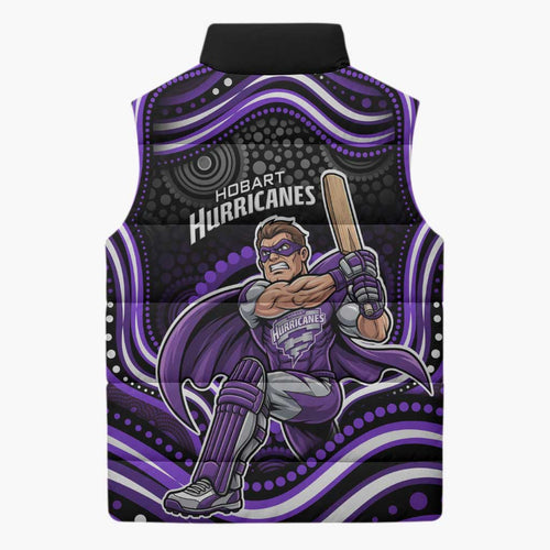 Hobart Hurricanes Cricket Sleeveless Puffer Jacket Australian Cricket Mascot - Modern Indigenous Style