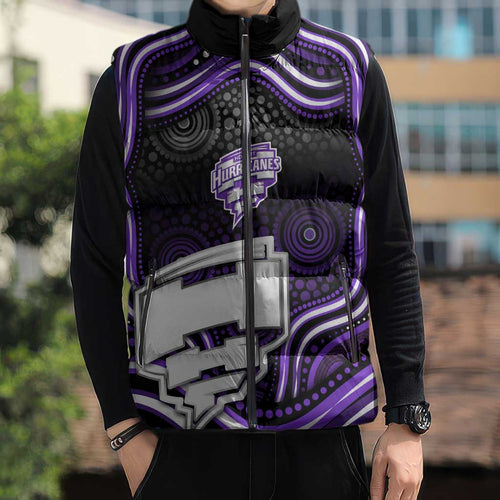 Hobart Hurricanes Cricket Sleeveless Puffer Jacket Australian Cricket Mascot - Modern Indigenous Style
