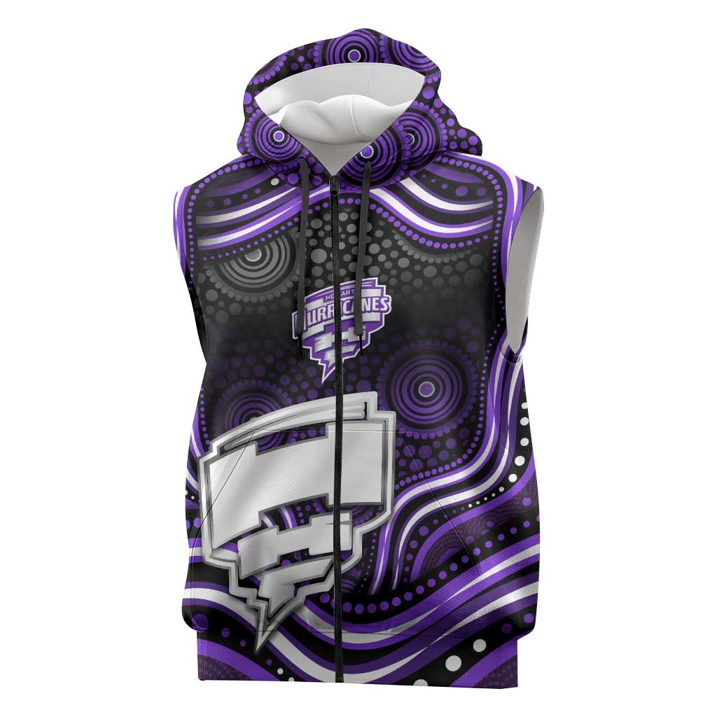 Hobart Hurricanes Cricket Sleeveless Zip Hoodie Australian Cricket Mascot - Modern Indigenous Style