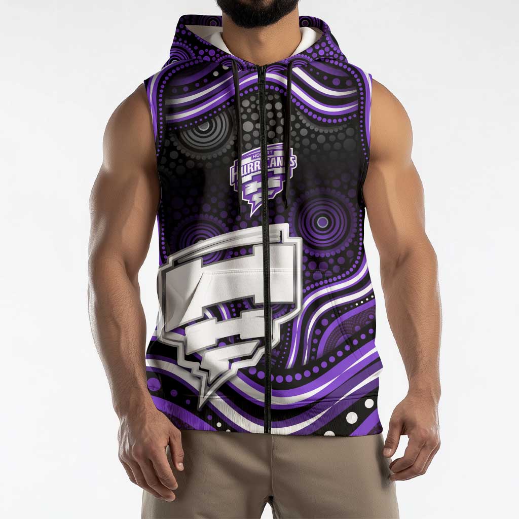Hobart Hurricanes Cricket Sleeveless Zip Hoodie Australian Cricket Mascot - Modern Indigenous Style