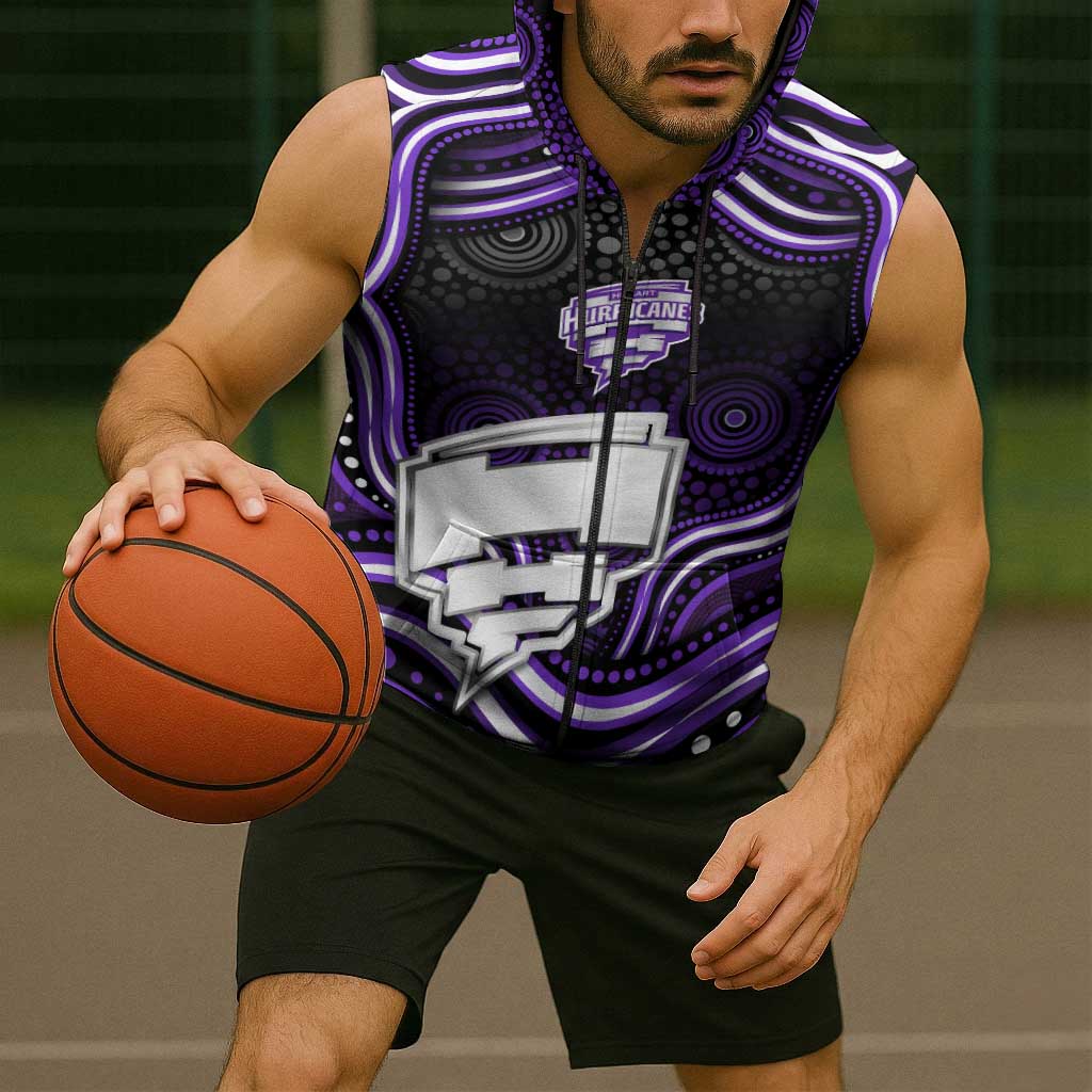 Hobart Hurricanes Cricket Sleeveless Zip Hoodie Australian Cricket Mascot - Modern Indigenous Style