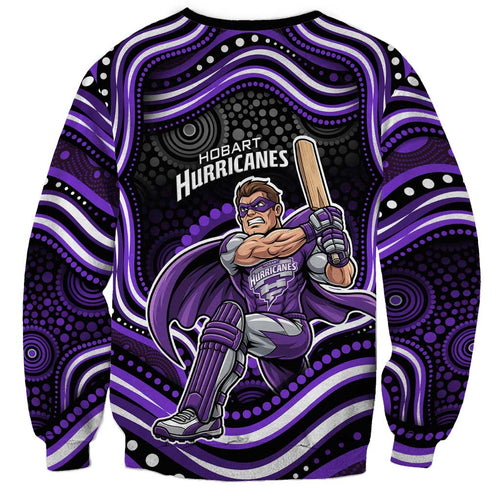 Hobart Hurricanes Cricket Sweatshirt Australian Cricket Mascot - Modern Indigenous Style