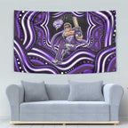 Hobart Hurricanes Cricket Tapestry Australian Cricket Mascot - Modern Indigenous Style