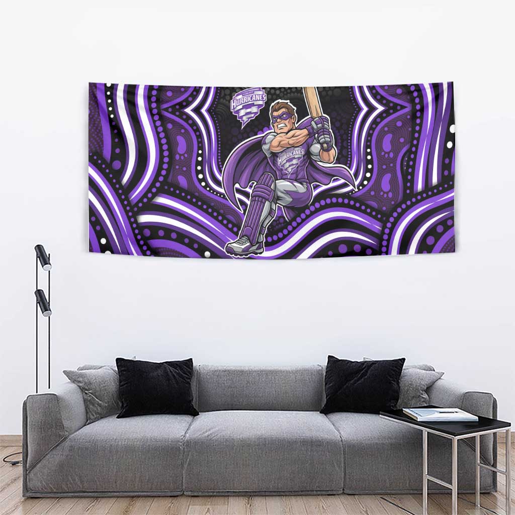 Hobart Hurricanes Cricket Tapestry Australian Cricket Mascot - Modern Indigenous Style