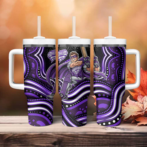 Hobart Hurricanes Cricket Tumbler With Handle Australian Cricket Mascot - Modern Indigenous Style