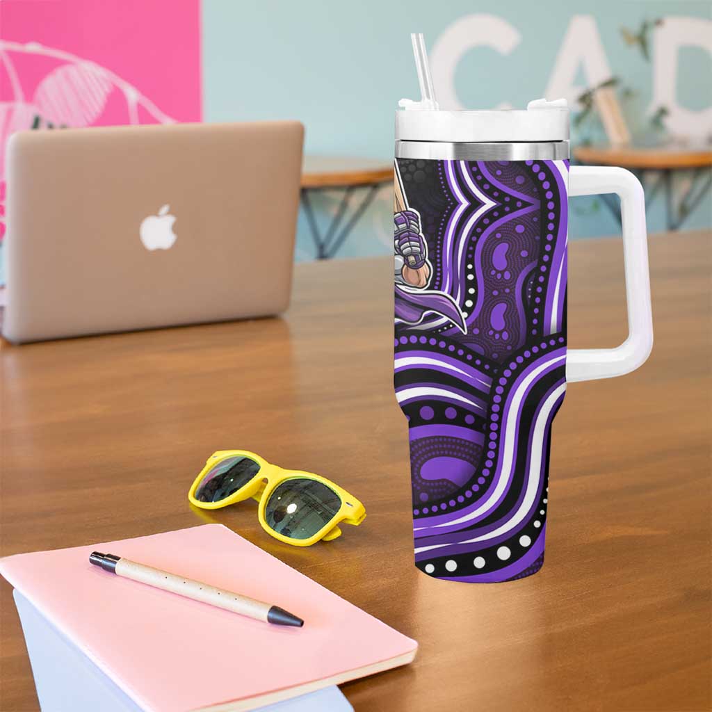 Hobart Hurricanes Cricket Tumbler With Handle Australian Cricket Mascot - Modern Indigenous Style