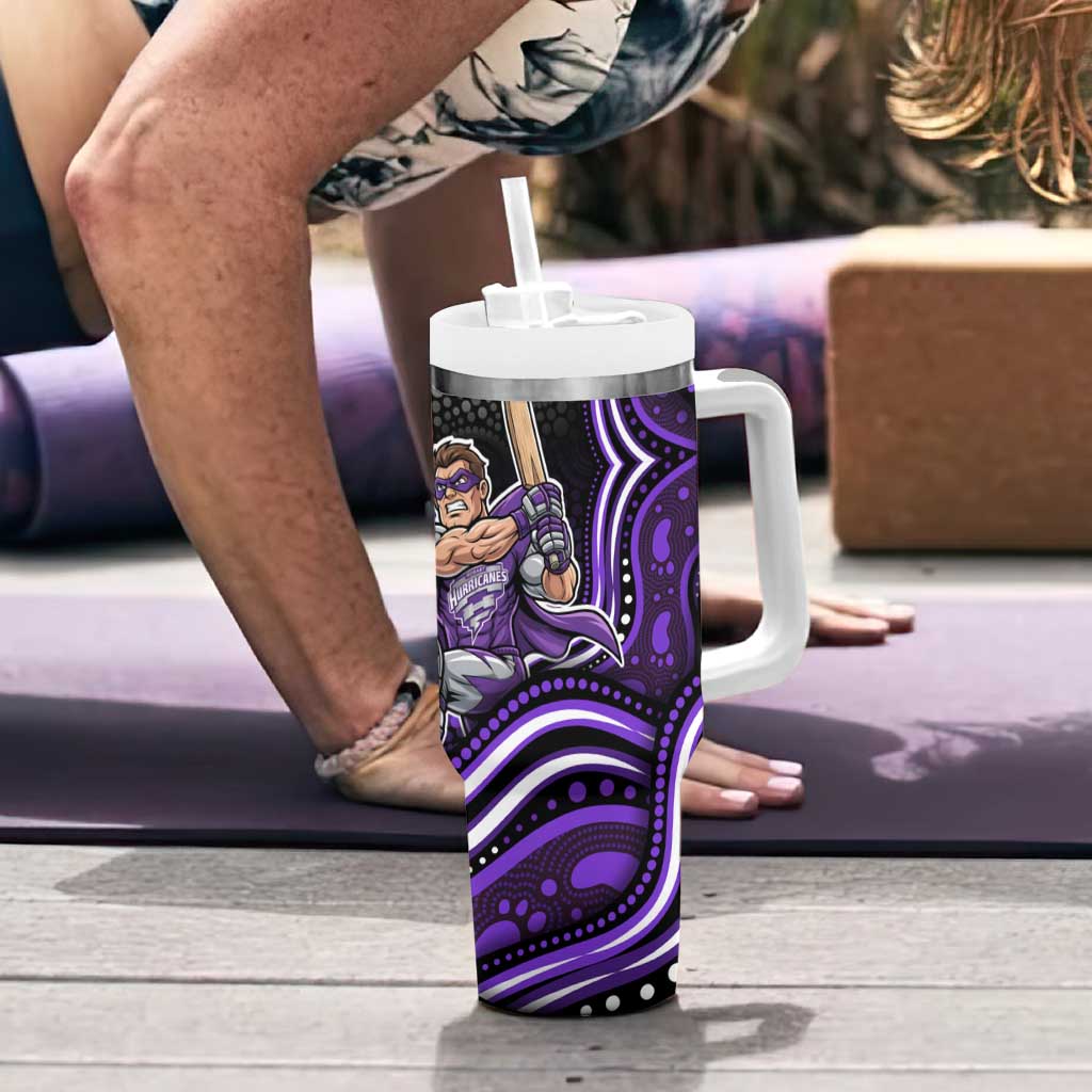 Hobart Hurricanes Cricket Tumbler With Handle Australian Cricket Mascot - Modern Indigenous Style