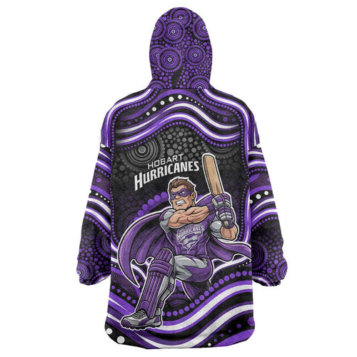 Hobart Hurricanes Cricket Wearable Blanket Hoodie Australian Cricket Mascot - Modern Indigenous Style