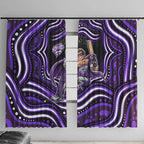 Hobart Hurricanes Cricket Window Curtain Australian Cricket Mascot - Modern Indigenous Style