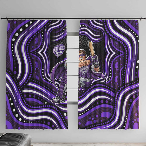 Hobart Hurricanes Cricket Window Curtain Australian Cricket Mascot - Modern Indigenous Style