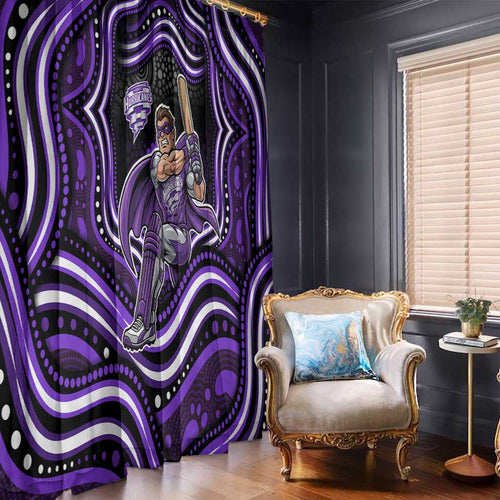 Hobart Hurricanes Cricket Window Curtain Australian Cricket Mascot - Modern Indigenous Style