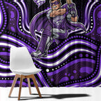 Hobart Hurricanes Cricket Window Curtain Australian Cricket Mascot - Modern Indigenous Style
