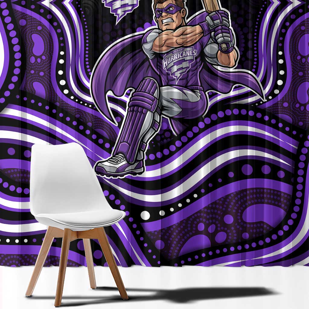 Hobart Hurricanes Cricket Window Curtain Australian Cricket Mascot - Modern Indigenous Style