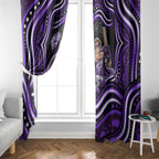 Hobart Hurricanes Cricket Window Curtain Australian Cricket Mascot - Modern Indigenous Style