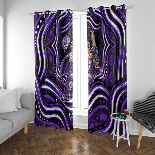 Hobart Hurricanes Cricket Window Curtain Australian Cricket Mascot - Modern Indigenous Style