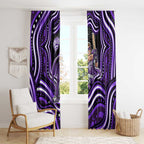 Hobart Hurricanes Cricket Window Curtain Australian Cricket Mascot - Modern Indigenous Style