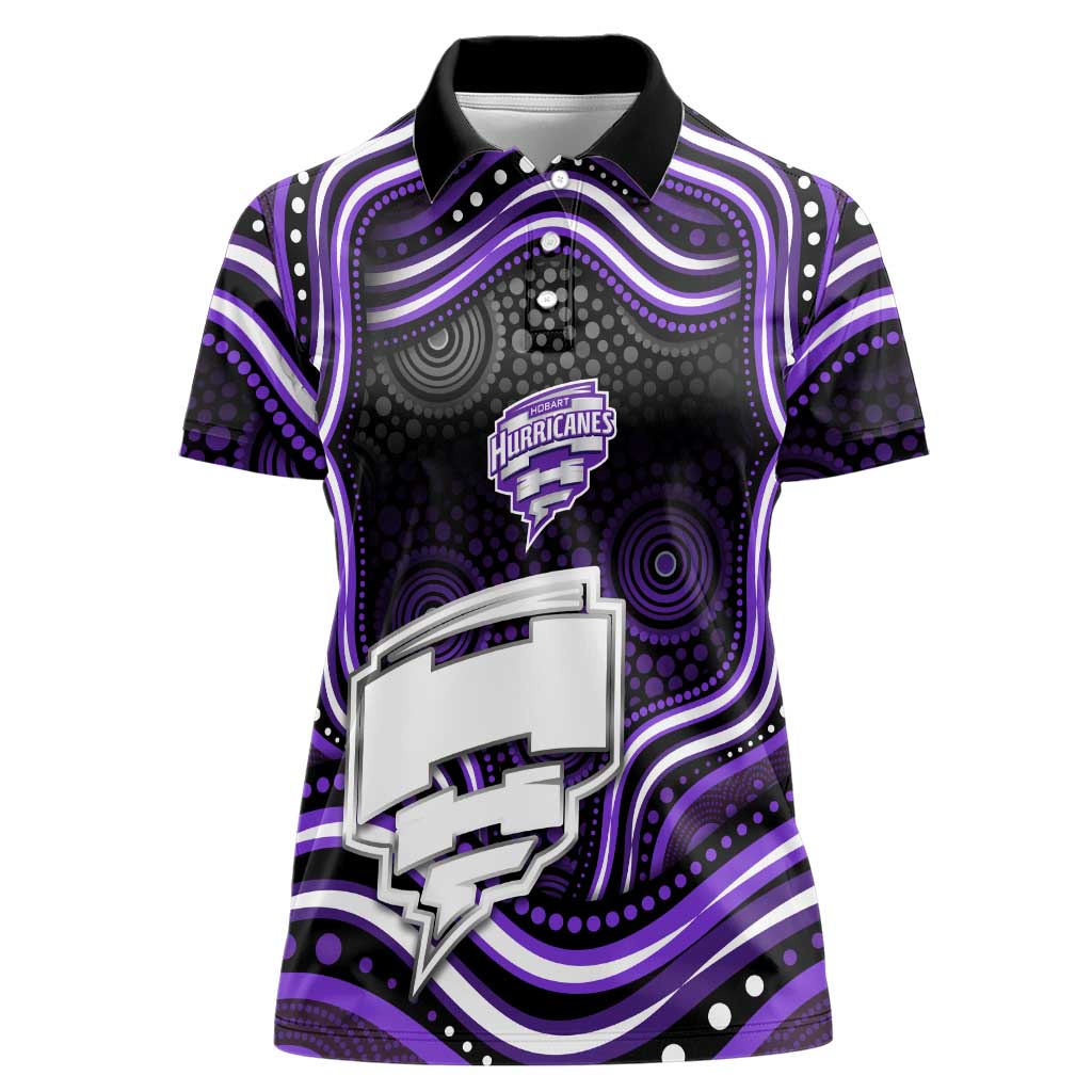 Hobart Hurricanes Cricket Women Polo Shirt Australian Cricket Mascot - Modern Indigenous Style