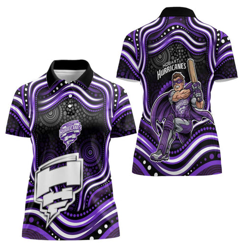 Hobart Hurricanes Cricket Women Polo Shirt Australian Cricket Mascot - Modern Indigenous Style