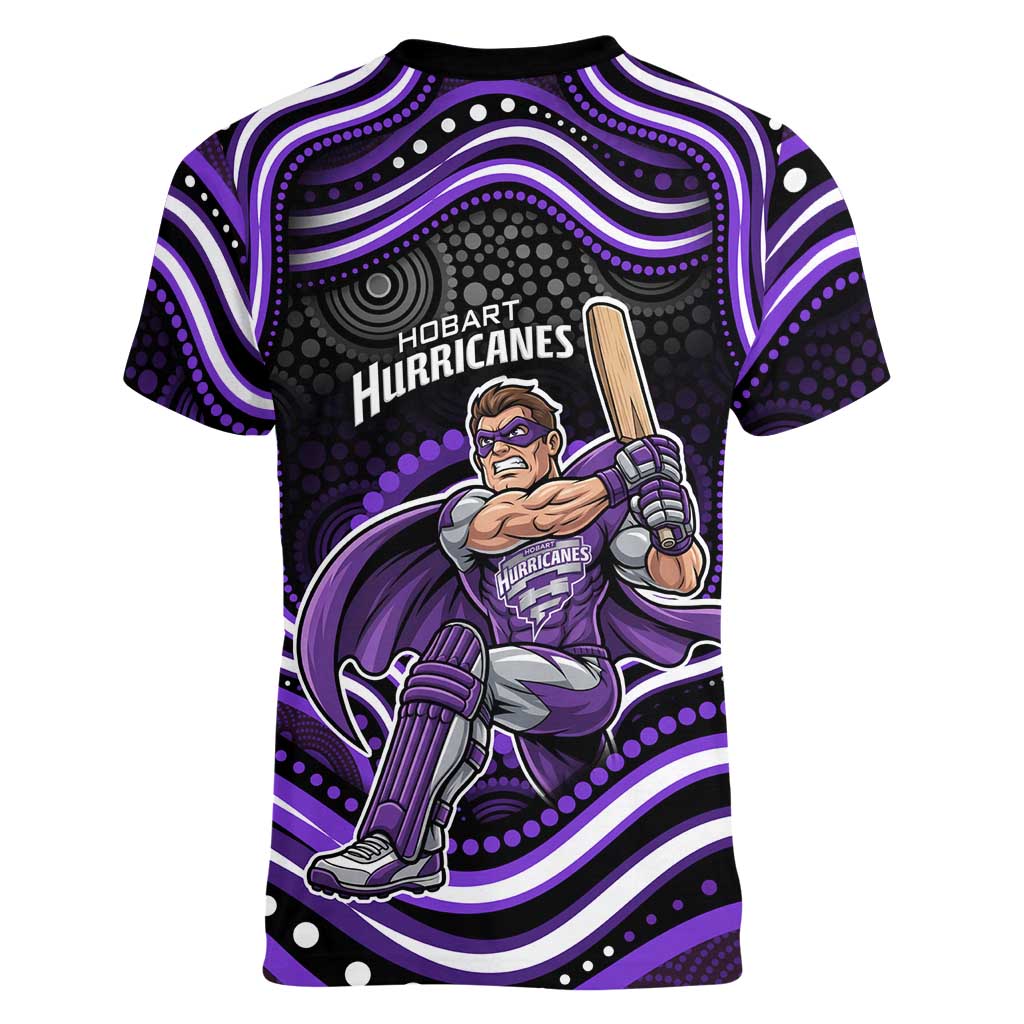 Hobart Hurricanes Cricket Women V-Neck T-Shirt Australian Cricket Mascot - Modern Indigenous Style