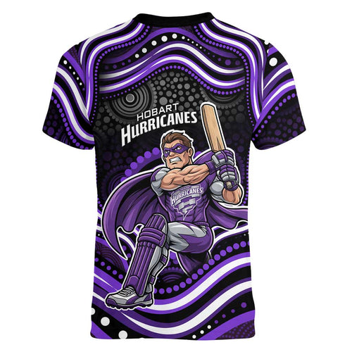 Hobart Hurricanes Cricket Women V-Neck T-Shirt Australian Cricket Mascot - Modern Indigenous Style