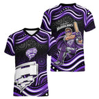 Hobart Hurricanes Cricket Women V-Neck T-Shirt Australian Cricket Mascot - Modern Indigenous Style