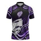 Hobart Hurricanes Cricket Zipper Polo Shirt Australian Cricket Mascot - Modern Indigenous Style