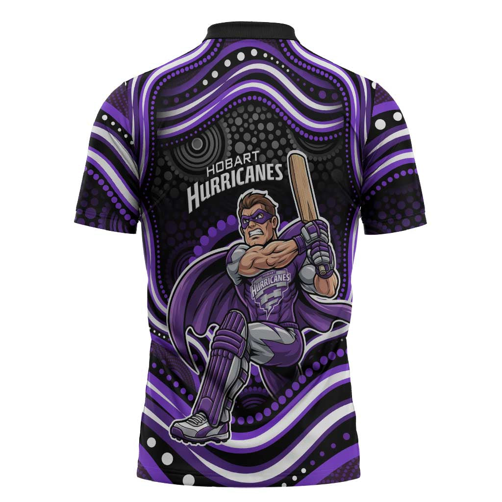 Hobart Hurricanes Cricket Zipper Polo Shirt Australian Cricket Mascot - Modern Indigenous Style