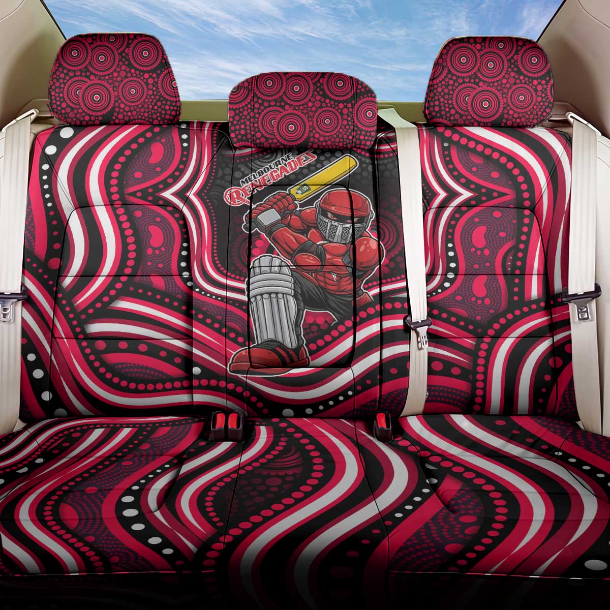 Melbourne Renegades Cricket Back Car Seat Cover Australian Cricket Mascot - Modern Indigenous Style