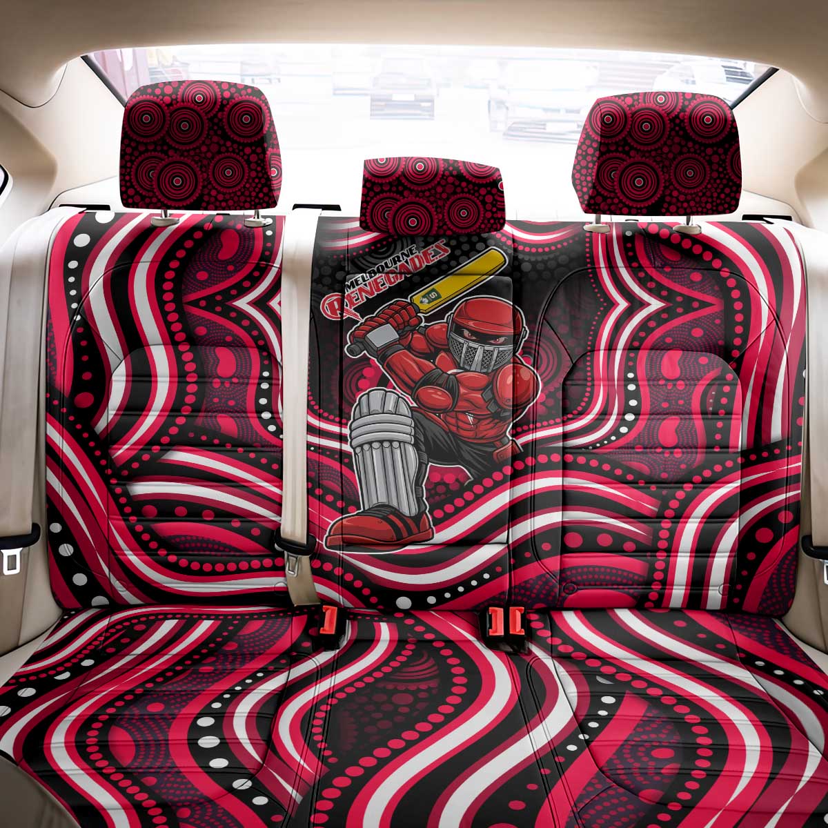Melbourne Renegades Cricket Back Car Seat Cover Australian Cricket Mascot - Modern Indigenous Style