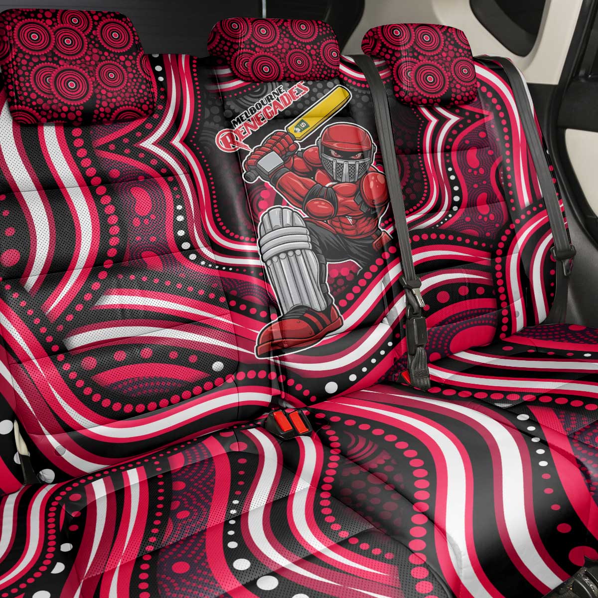 Melbourne Renegades Cricket Back Car Seat Cover Australian Cricket Mascot - Modern Indigenous Style