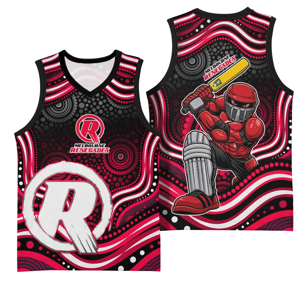 Melbourne Renegades Cricket Basketball Jersey Australian Cricket Mascot - Modern Indigenous Style