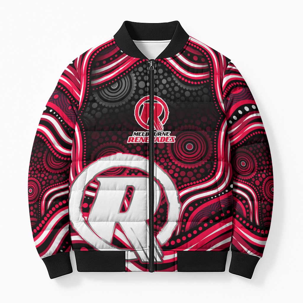 Melbourne Renegades Cricket Bomber Puffer Jacket Australian Cricket Mascot - Modern Indigenous Style