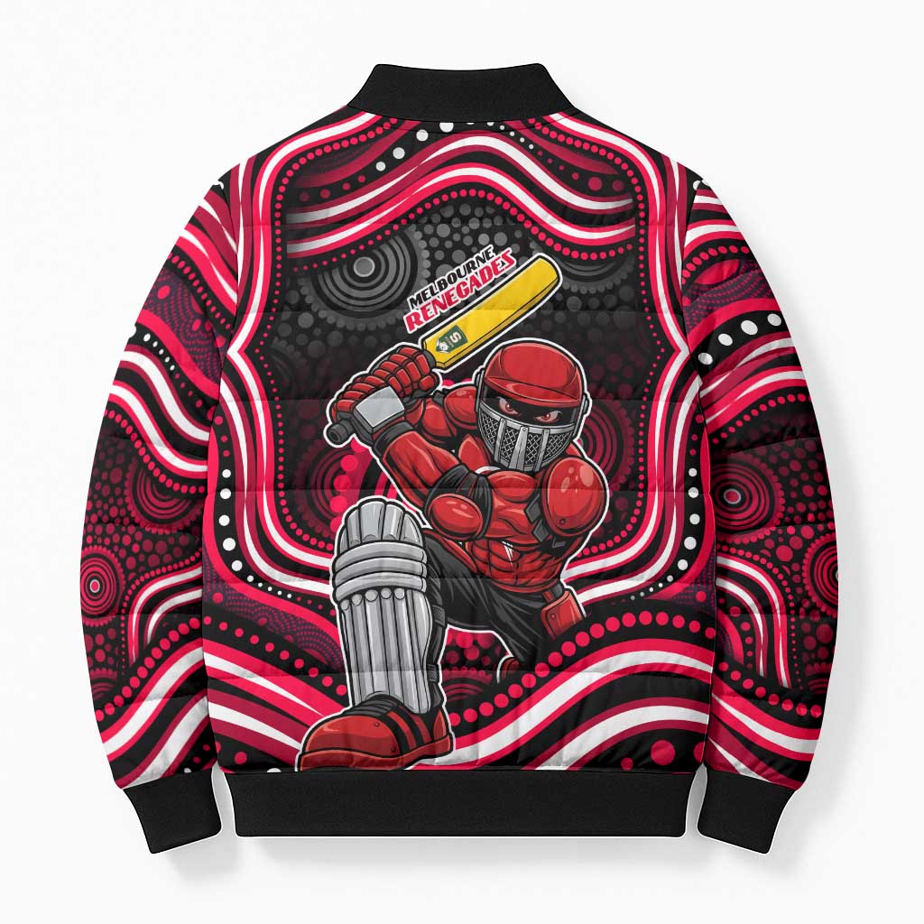Melbourne Renegades Cricket Bomber Puffer Jacket Australian Cricket Mascot - Modern Indigenous Style