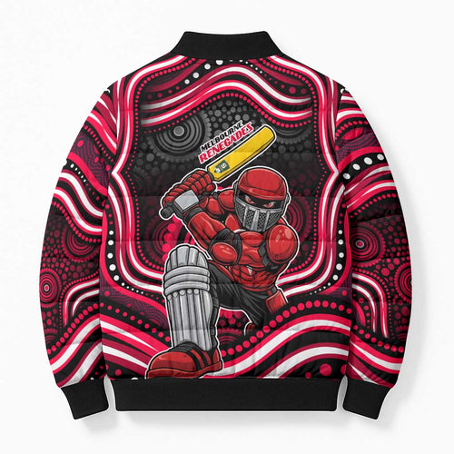 Melbourne Renegades Cricket Bomber Puffer Jacket Australian Cricket Mascot - Modern Indigenous Style