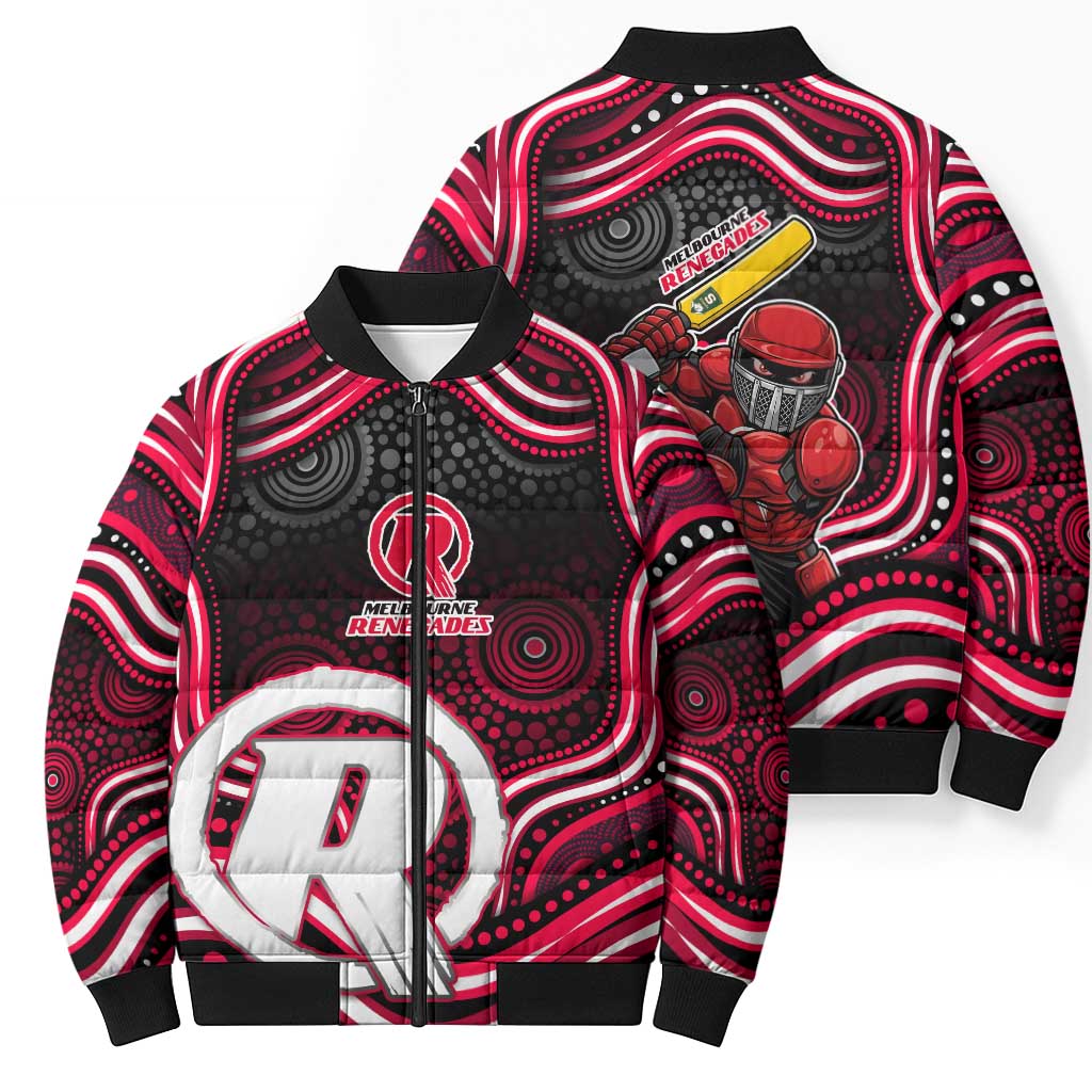 Melbourne Renegades Cricket Bomber Puffer Jacket Australian Cricket Mascot - Modern Indigenous Style