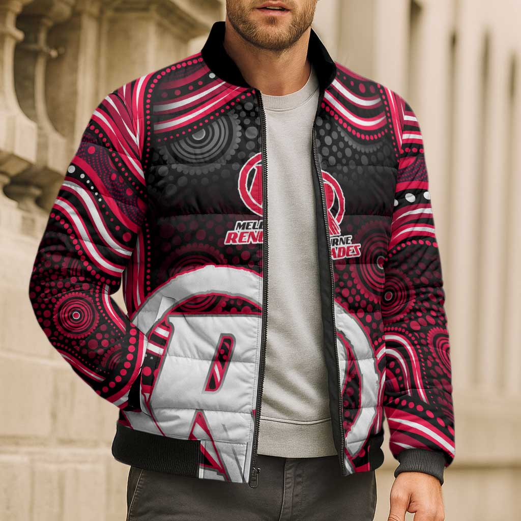 Melbourne Renegades Cricket Bomber Puffer Jacket Australian Cricket Mascot - Modern Indigenous Style