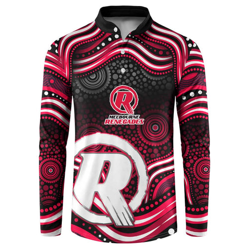Melbourne Renegades Cricket Button Sweatshirt Australian Cricket Mascot - Modern Indigenous Style