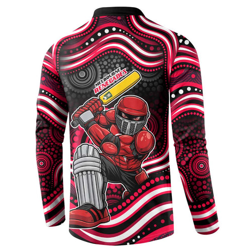 Melbourne Renegades Cricket Button Sweatshirt Australian Cricket Mascot - Modern Indigenous Style