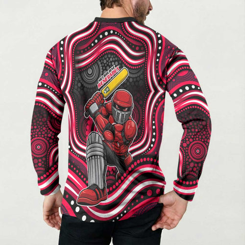 Melbourne Renegades Cricket Button Sweatshirt Australian Cricket Mascot - Modern Indigenous Style
