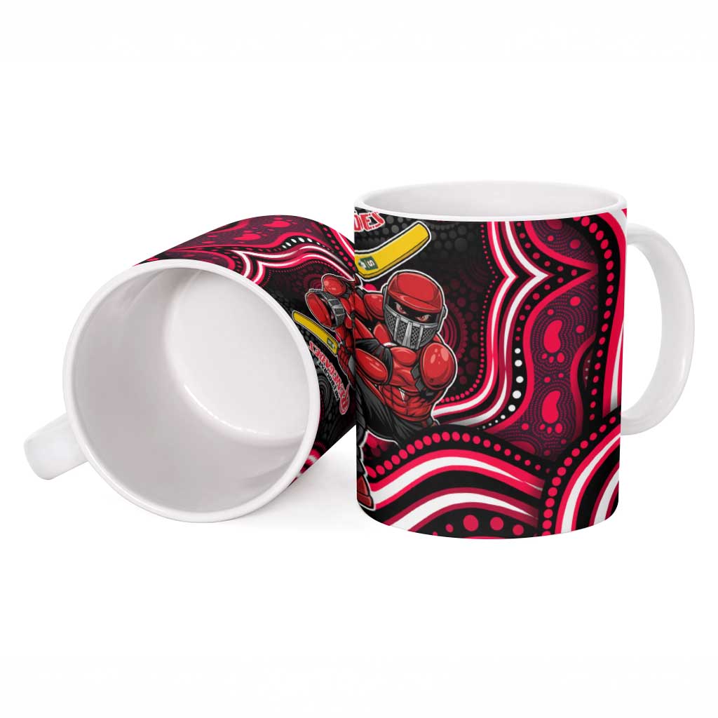 Melbourne Renegades Cricket Ceramic Mug Australian Cricket Mascot - Modern Indigenous Style