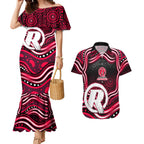 Melbourne Renegades Cricket Couples Matching Mermaid Dress and Hawaiian Shirt Australian Cricket Mascot - Modern Indigenous Style
