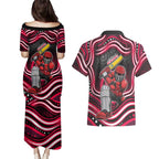 Melbourne Renegades Cricket Couples Matching Puletasi and Hawaiian Shirt Australian Cricket Mascot - Modern Indigenous Style