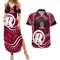 Melbourne Renegades Cricket Couples Matching Summer Maxi Dress and Hawaiian Shirt Australian Cricket Mascot - Modern Indigenous Style