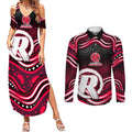 Melbourne Renegades Cricket Couples Matching Summer Maxi Dress and Long Sleeve Button Shirt Australian Cricket Mascot - Modern Indigenous Style
