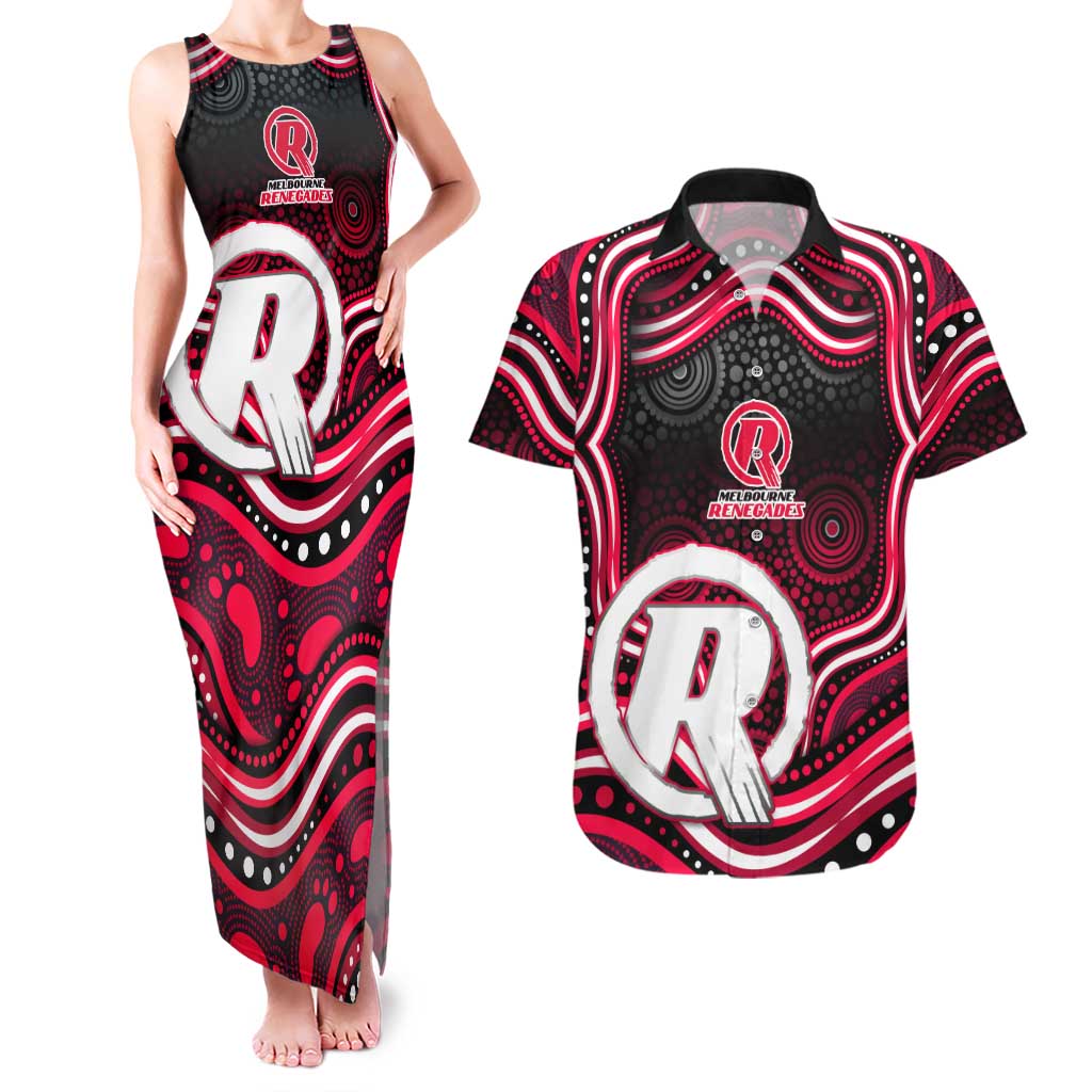 Melbourne Renegades Cricket Couples Matching Tank Maxi Dress and Hawaiian Shirt Australian Cricket Mascot - Modern Indigenous Style