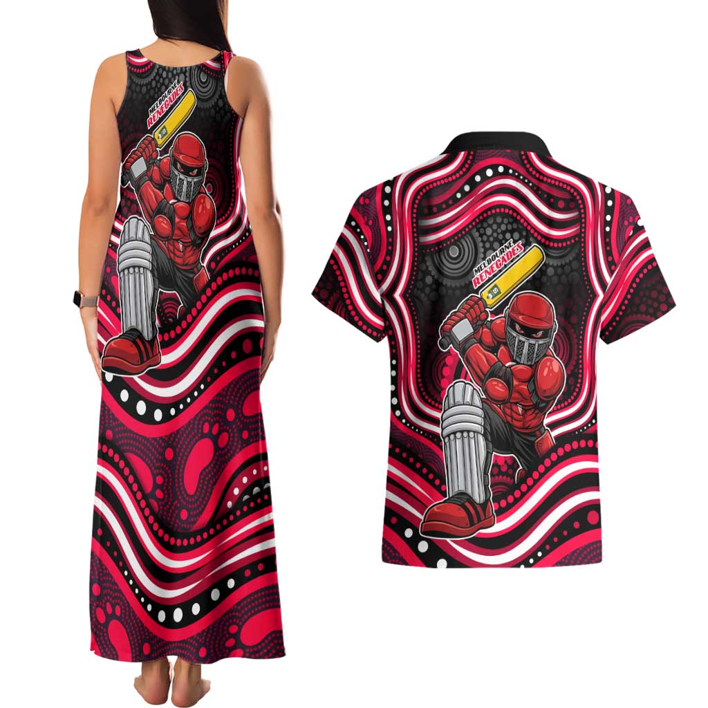 Melbourne Renegades Cricket Couples Matching Tank Maxi Dress and Hawaiian Shirt Australian Cricket Mascot - Modern Indigenous Style