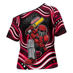 Melbourne Renegades Cricket Cross Shoulder Shirt Australian Cricket Mascot - Modern Indigenous Style